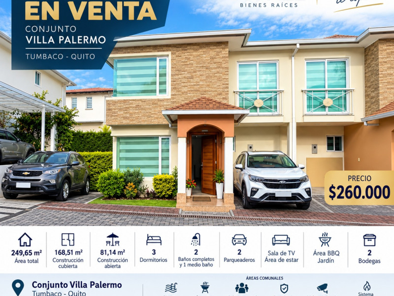 CASA EN VENTA EN CONJUNTO VILLA PALERMO – TUMBACO